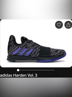 adidas Harden Vol. 3 Low Basketball Shoe - Black & blue Accents